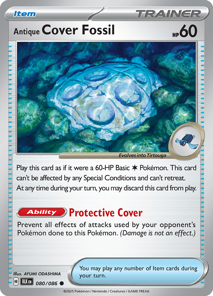 Ancient Cover Fossil Pokemon card #080 from Black Bolt TCG set - high resolution trading card image