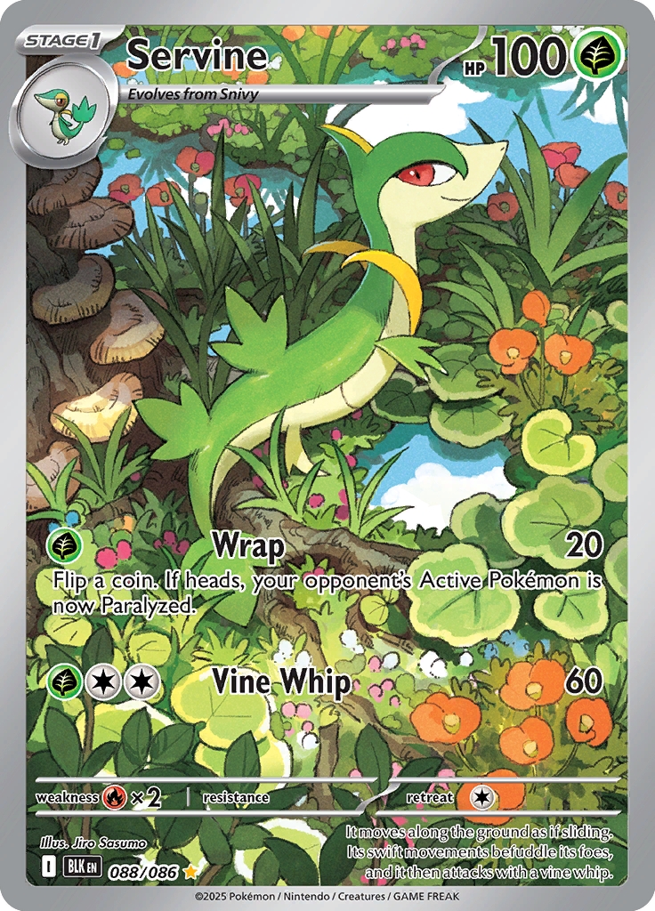 Servine Pokemon card #088 from Black Bolt TCG set - high resolution trading card image