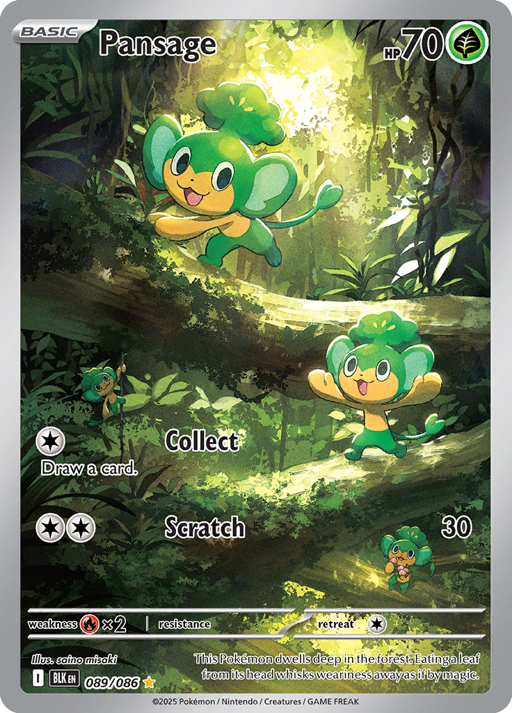 Pansage Pokemon card #089 from Black Bolt TCG set - high resolution trading card image