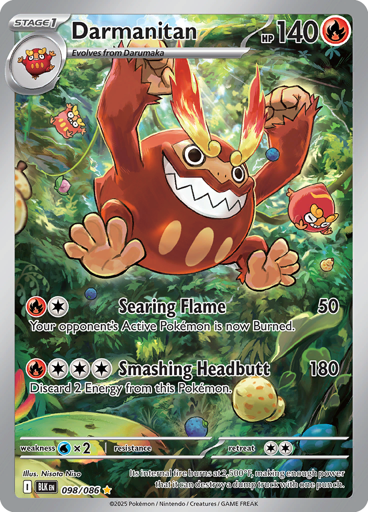 Darmanitan Pokemon card #098 from Black Bolt TCG set - high resolution trading card image