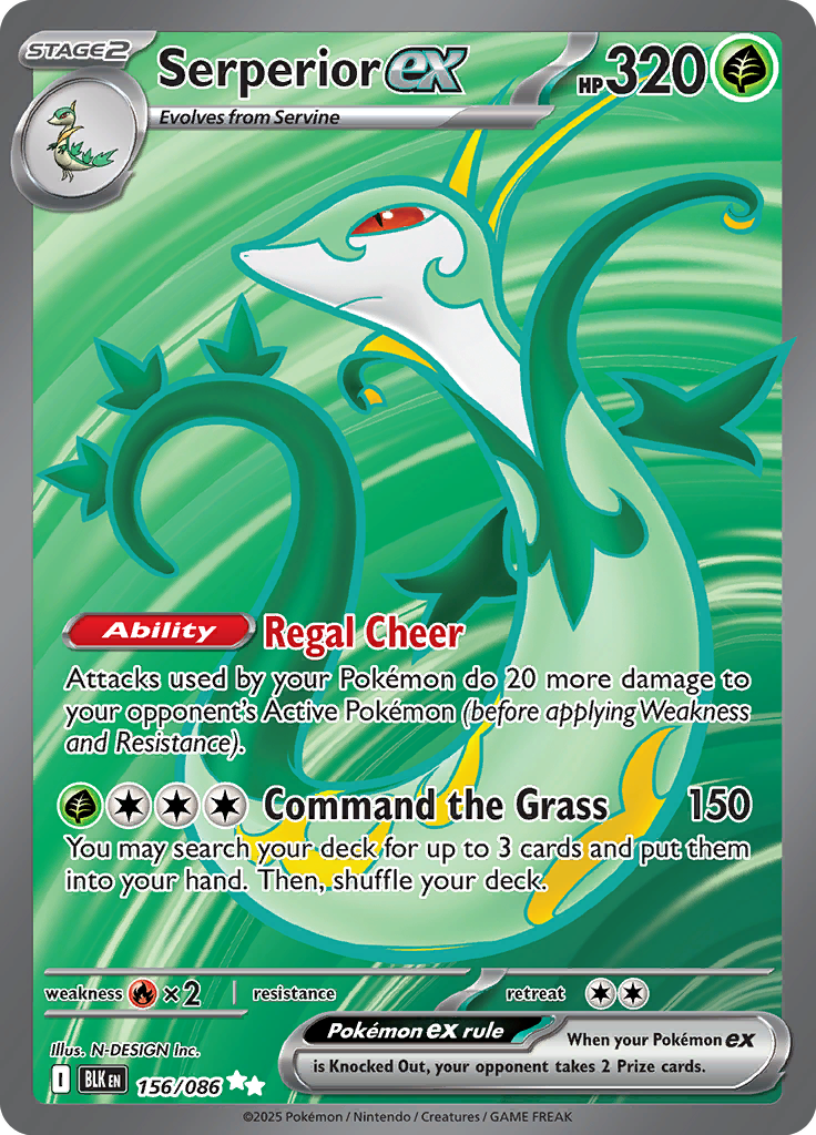 Serperior ex Pokemon card #156 from Black Bolt TCG set - high resolution trading card image