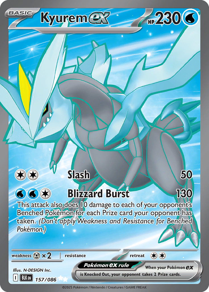 Kyurem ex Pokemon card #157 from Black Bolt TCG set - high resolution trading card image