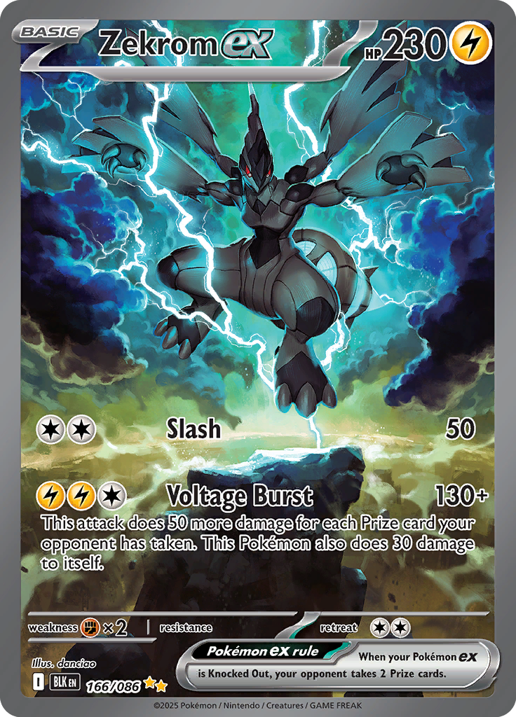 Zekrom ex Pokemon card #166 from Black Bolt TCG set - high resolution trading card image