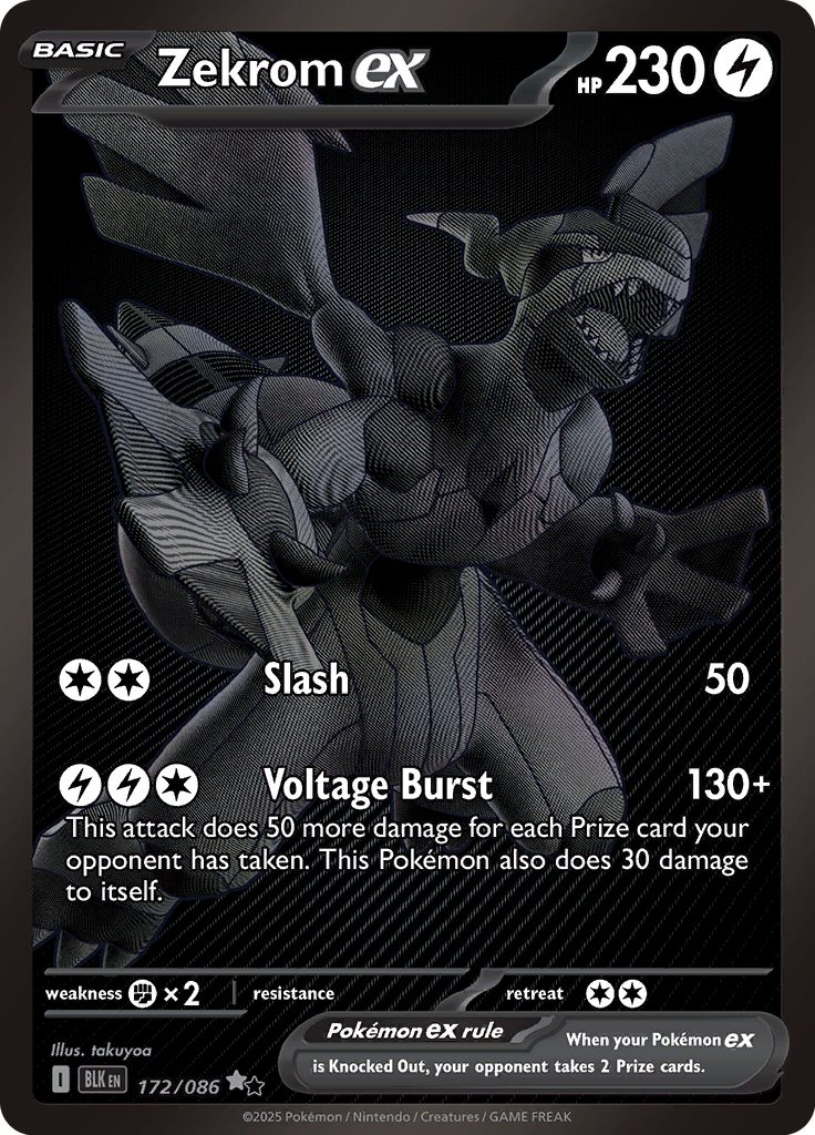 Zekrom ex Pokemon card #172 from Black Bolt TCG set - high resolution trading card image