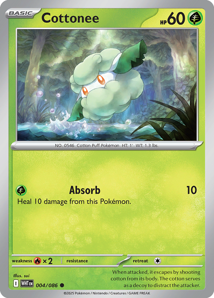 Cottonee Pokemon card #004 from White Flare TCG set - high resolution trading card image