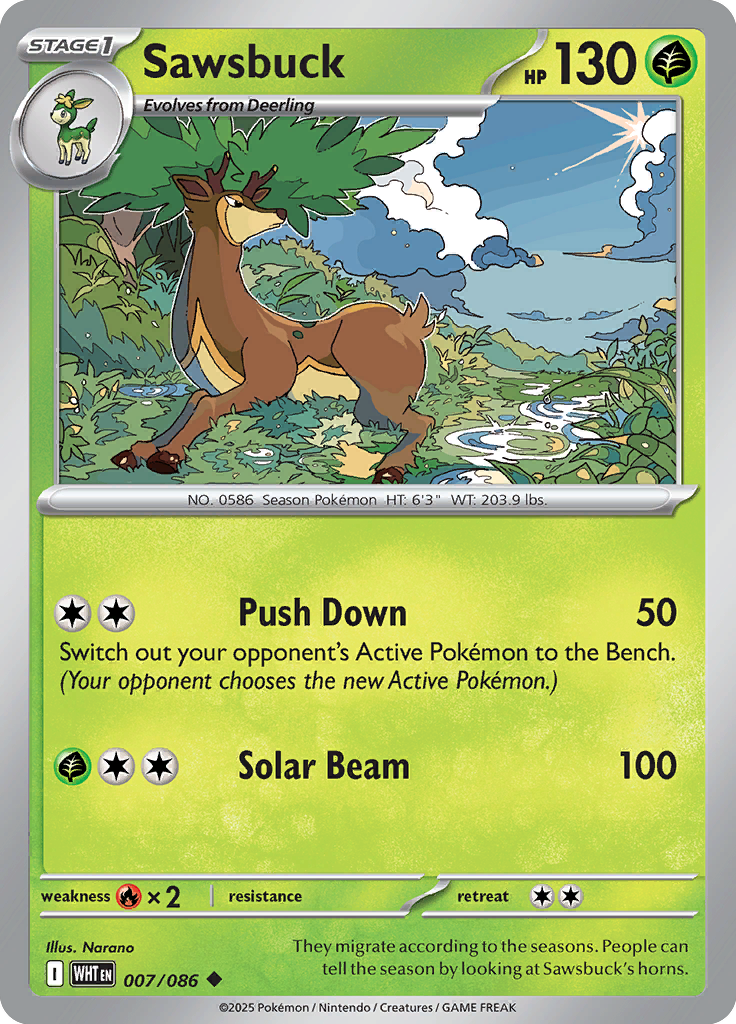Sawsbuck Pokemon card #007 from White Flare TCG set - high resolution trading card image