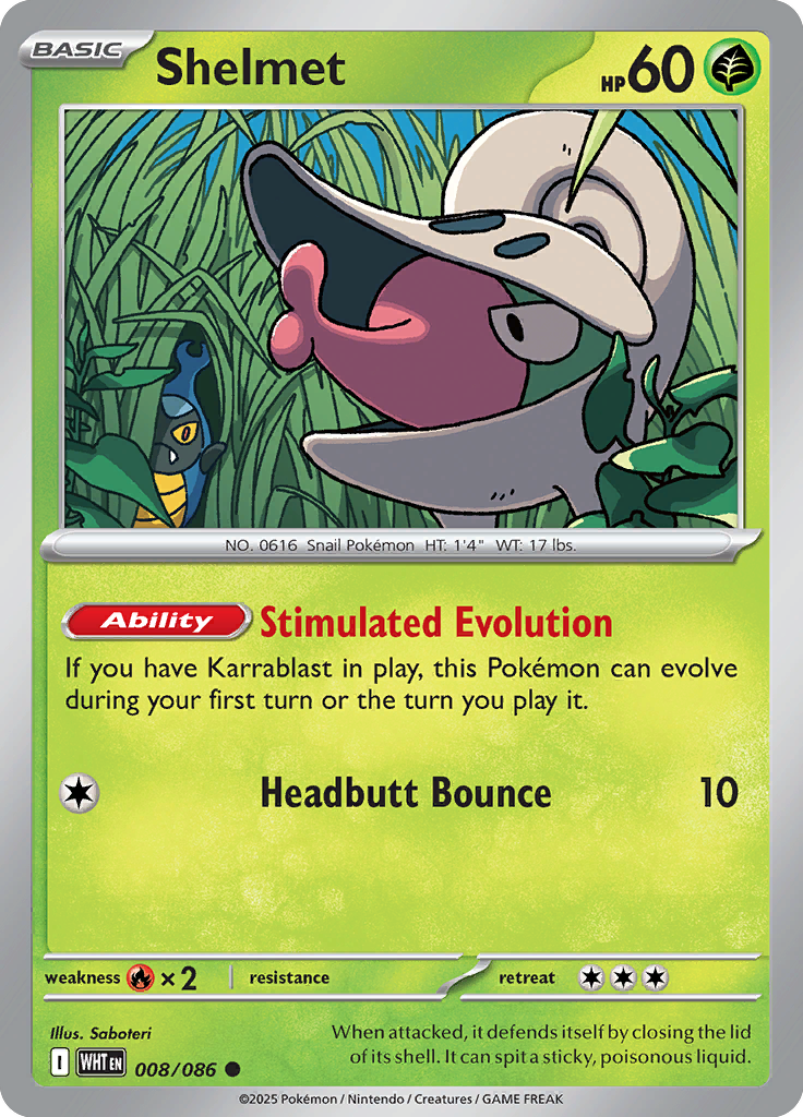 Shelmet Pokemon card #008 from White Flare TCG set - high resolution trading card image