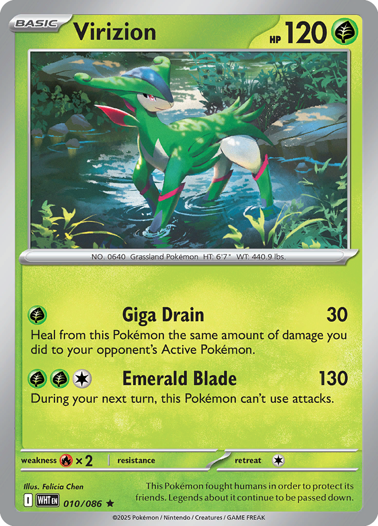 Virizion Pokemon card #010 from White Flare TCG set - high resolution trading card image