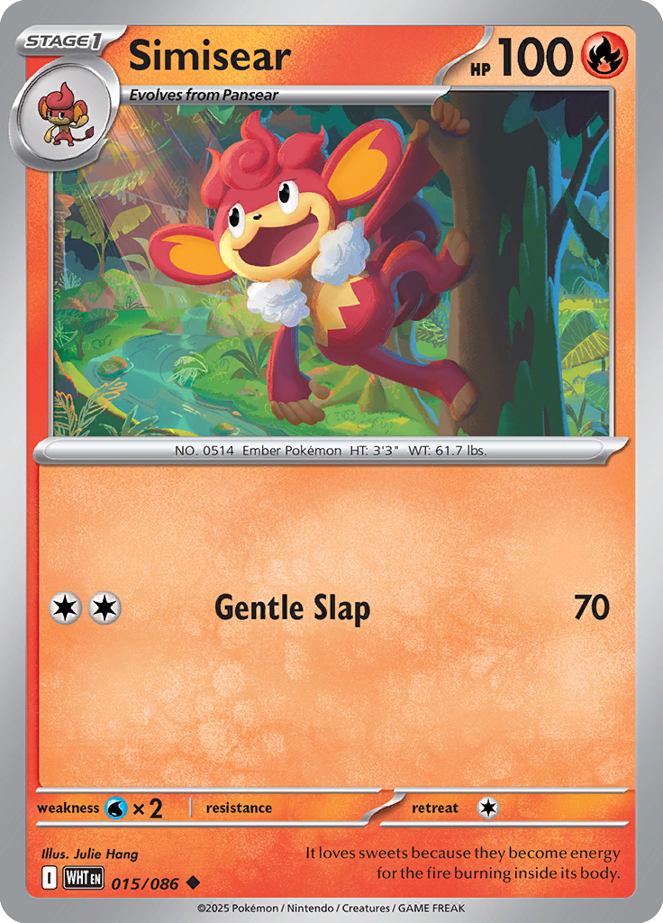 Simisear Pokemon card #015 from White Flare TCG set - high resolution trading card image