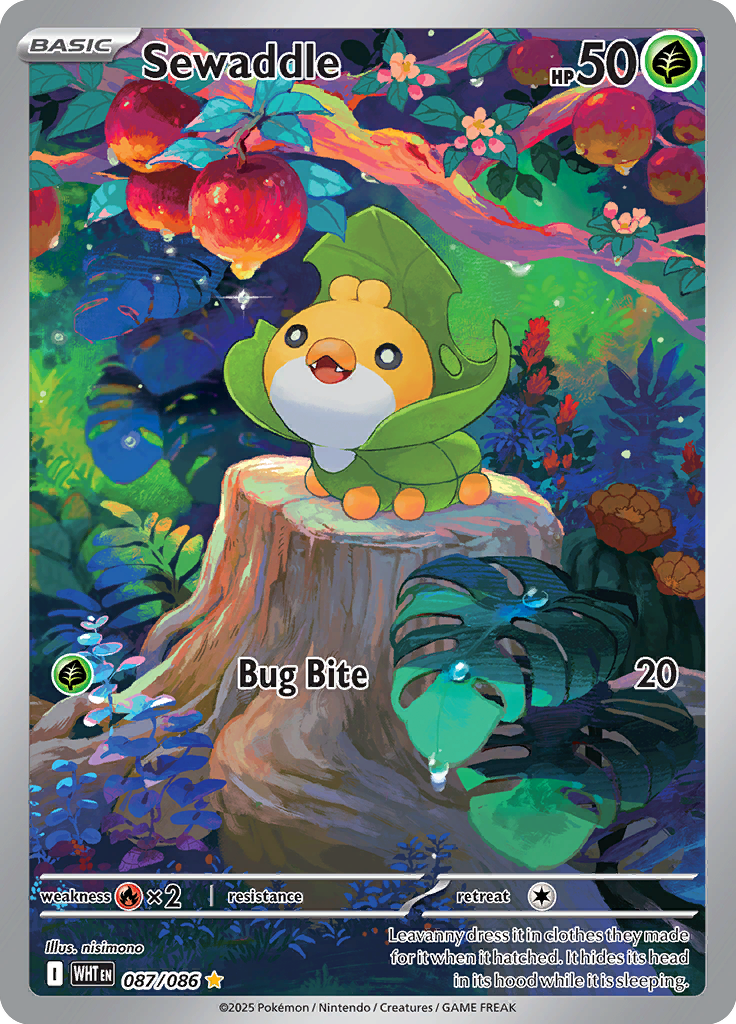 Sewaddle Pokemon card #087 from White Flare TCG set - high resolution trading card image