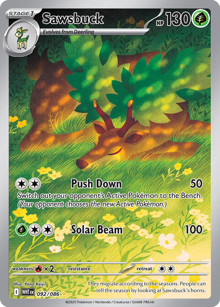 Sawsbuck Pokemon card #092 from White Flare TCG set - high resolution trading card image