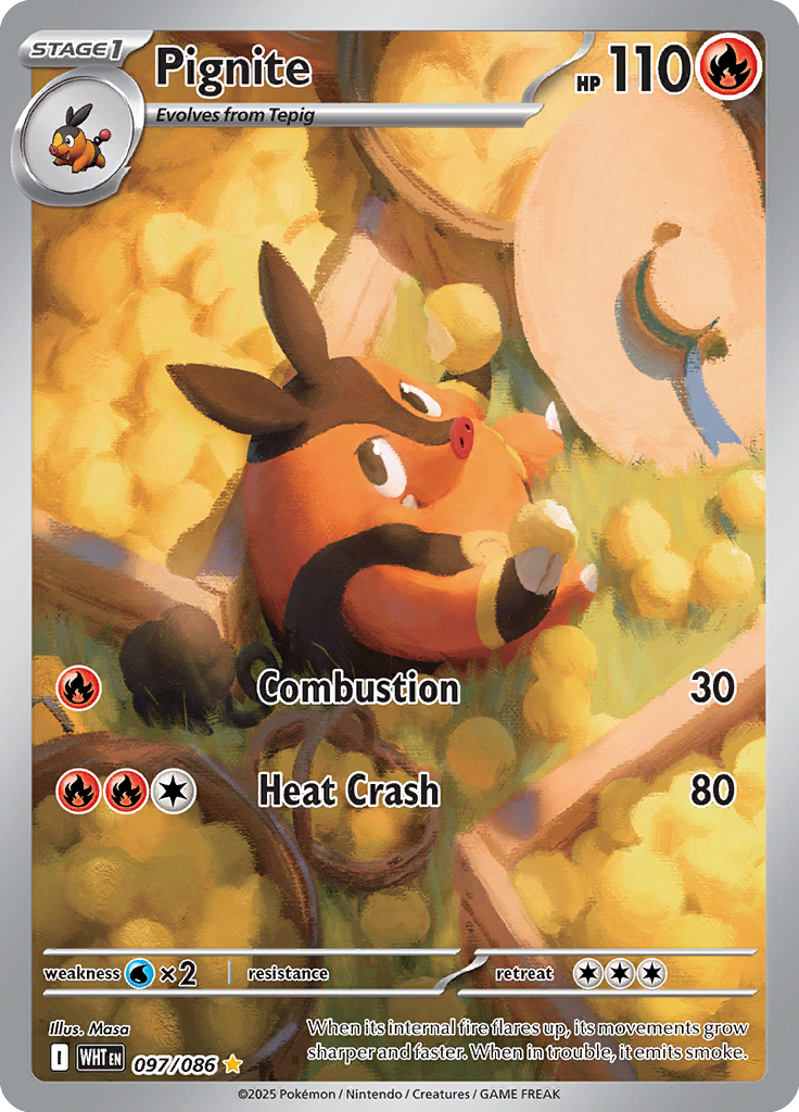 Pignite Pokemon card #097 from White Flare TCG set - high resolution trading card image