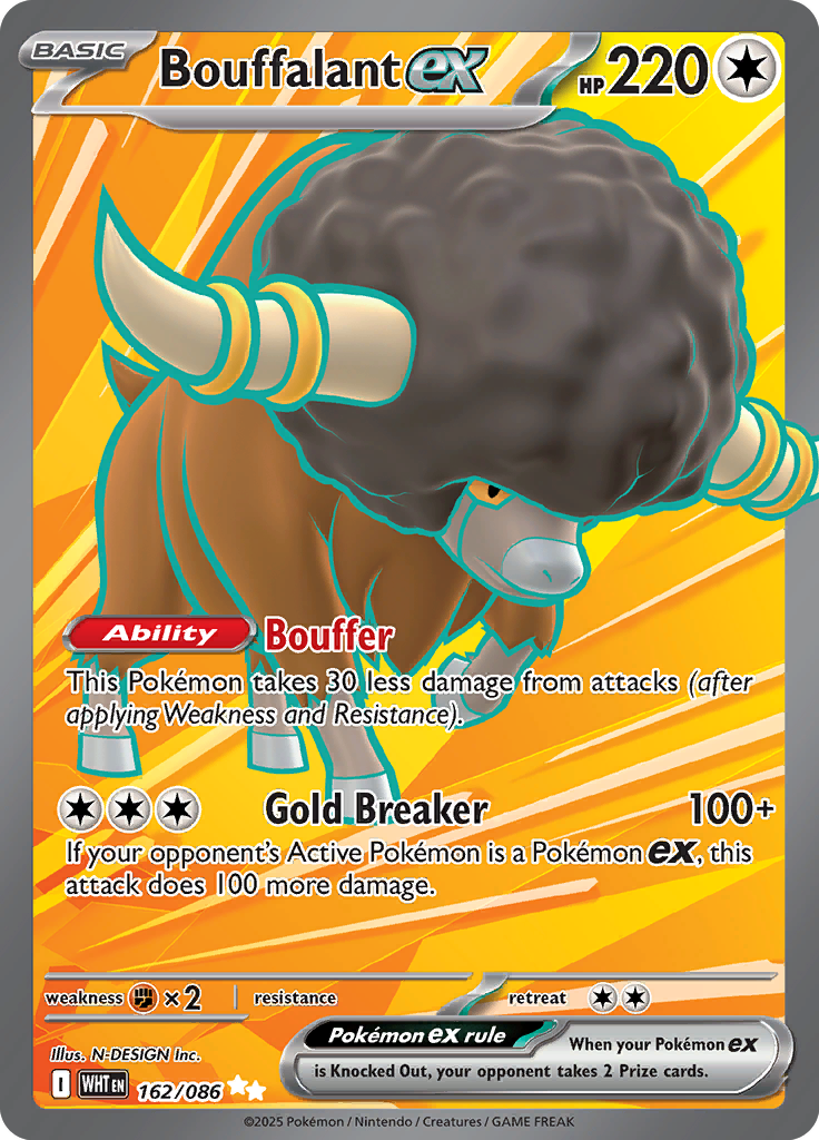 Bouffalant ex Pokemon card #162 from White Flare TCG set - high resolution trading card image
