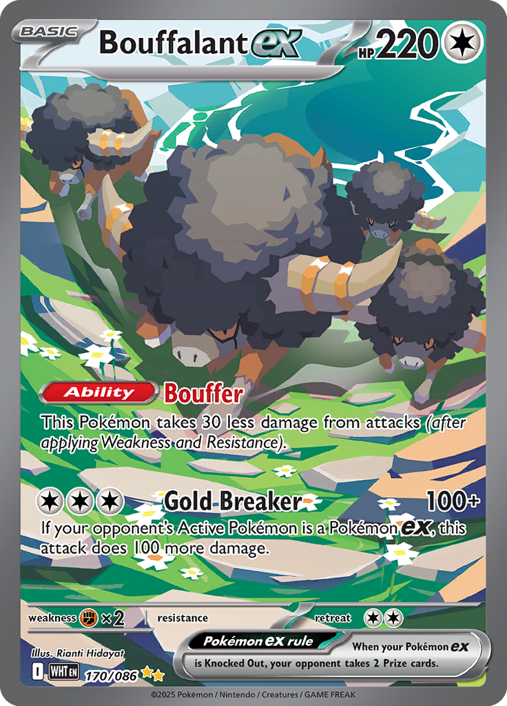 Bouffalant ex Pokemon card #170 from White Flare TCG set - high resolution trading card image