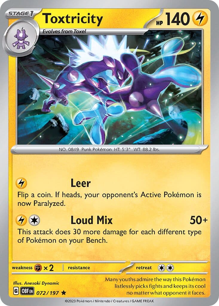 Obsidian Flames Pokemon card #072 - high resolution TCG trading card image